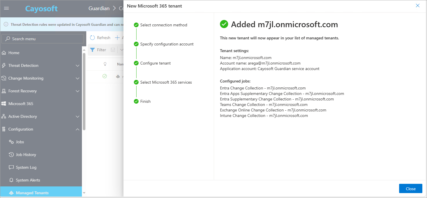 Managed tenant details