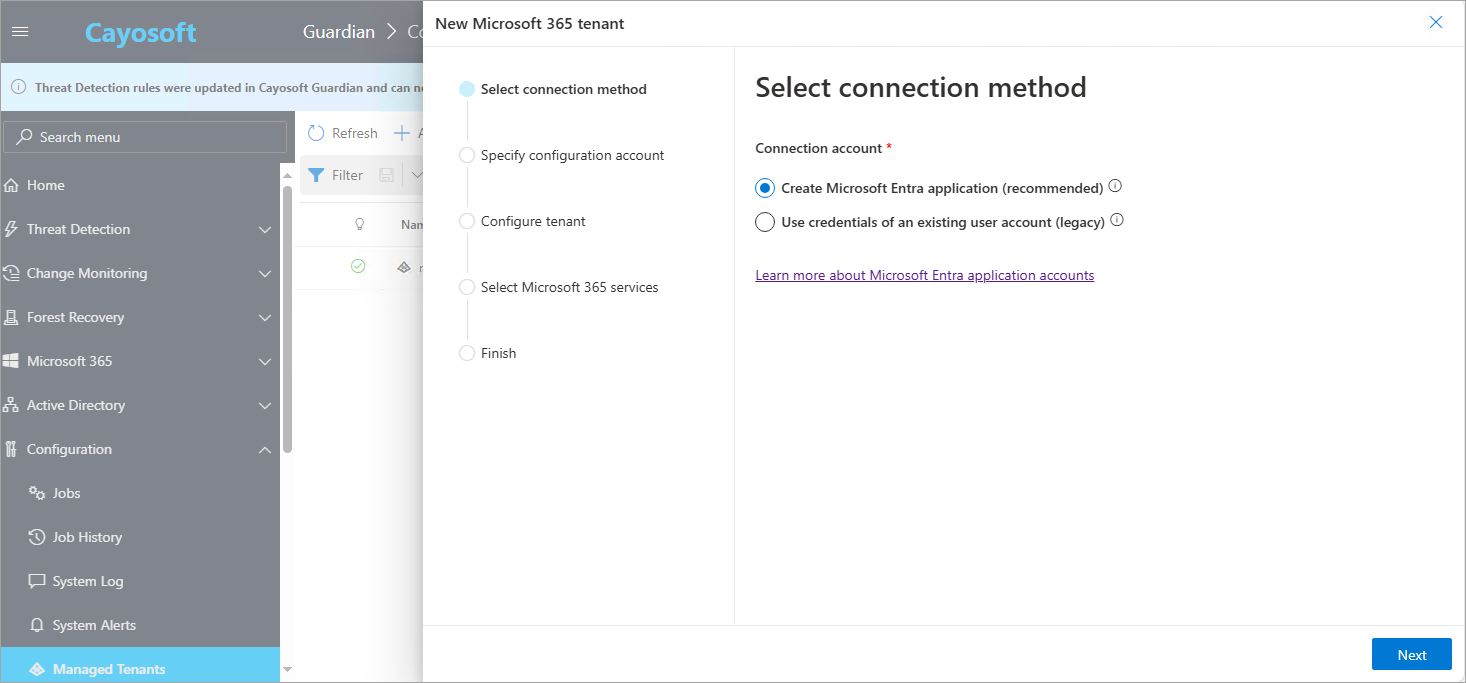 Connection method selection